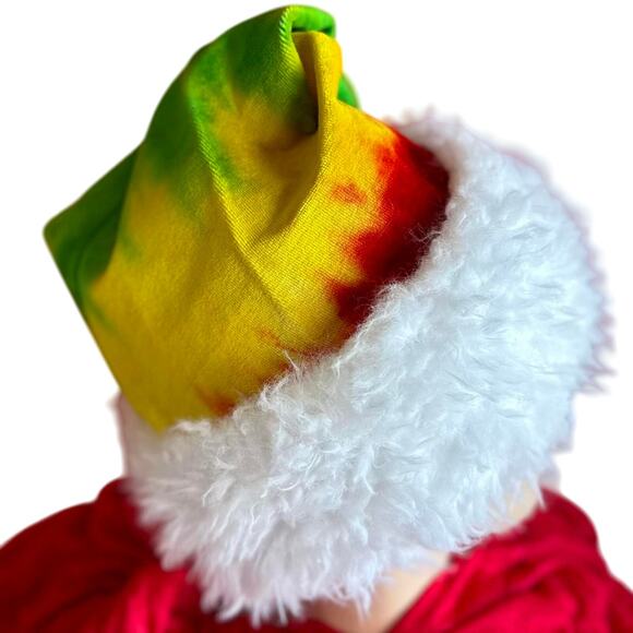 Handmade Tie Dye Santa Hat Rasta Colors Fun Unique Christmas Holiday Party New main image 3